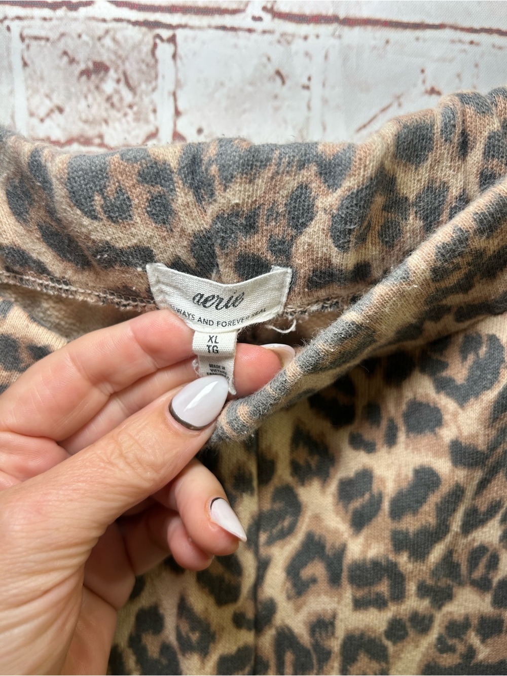Aerie Leopard Street Trouser Wide Leg Lounge Pants Soft Cozy Pull-On Sweatpants - Picture 6 of 8